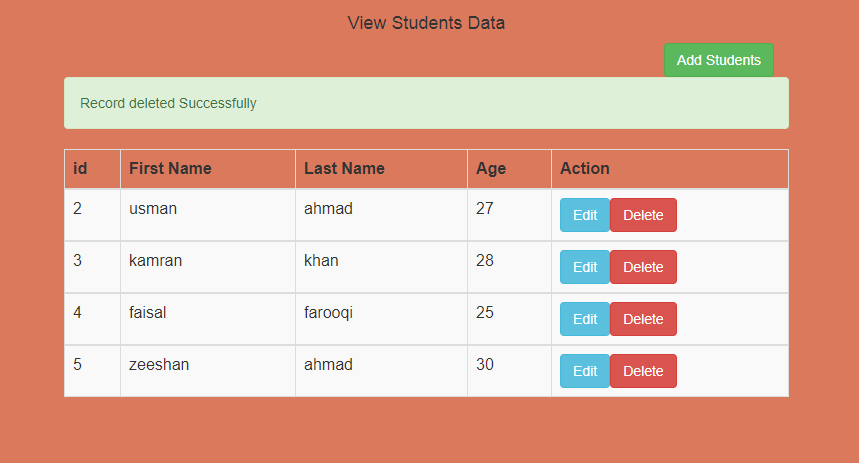 View Insert Update and Delete Data from Database in PHP and MySQL