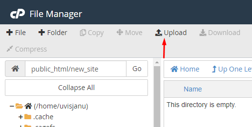 upload file using cPanel file manager